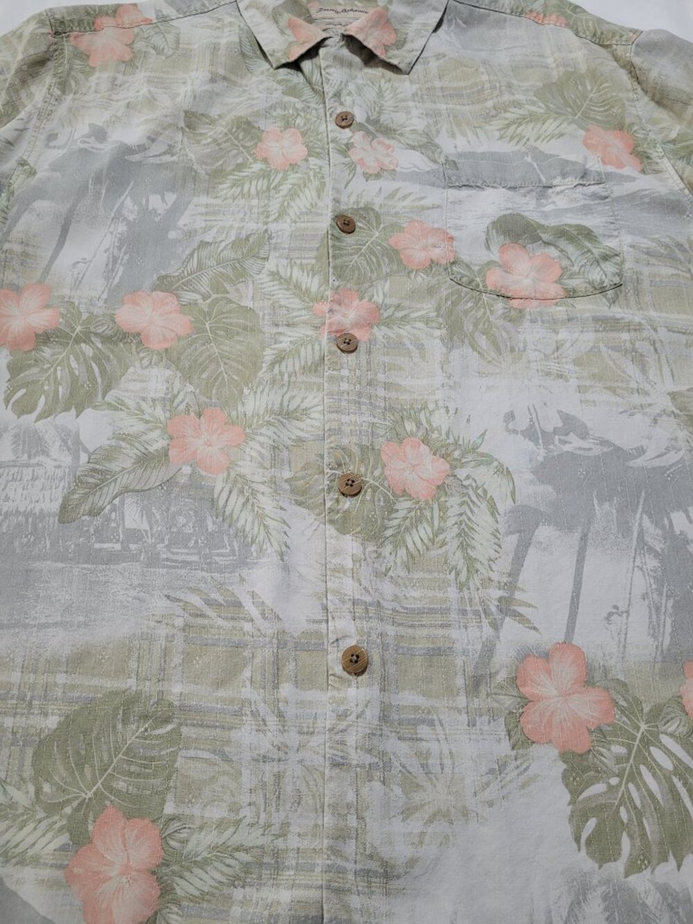 Tommy Bahama Mens Silk Hawaiian Shirt Tropical Floral Print Large Coastal - Picture 4 of 10